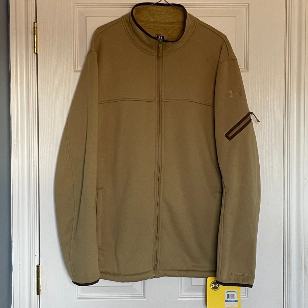 NWT Men's Under Armour Storm Tan/Khaki Full Zip Fleece-Lined Jacket Size XL